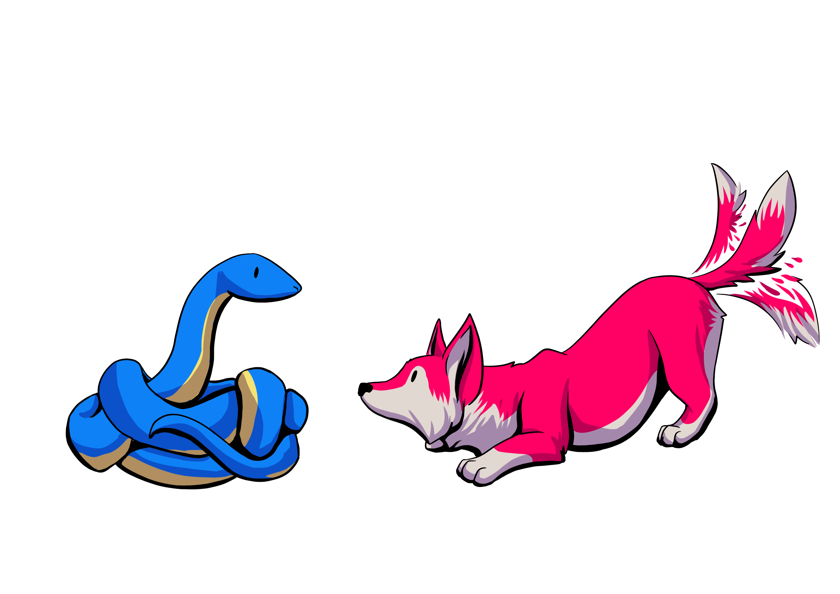 Corgi meeting a snake